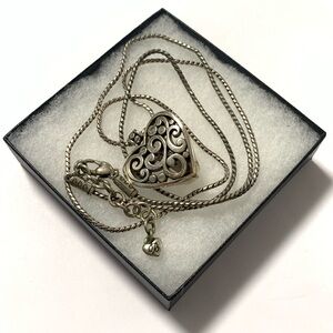 Brighton Contempo Line Silver Tone Heart Clip Pendant Necklace